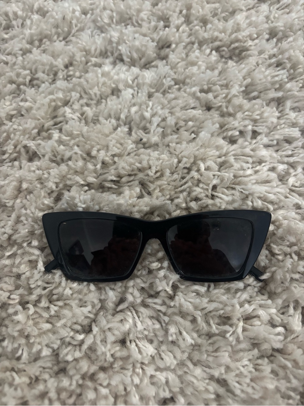 Saint Laurent Glossy Black Rectangular Cat-Eye Sunglasses